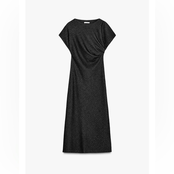 ZARA Elegant DRAPED MIDI DRESS - Picture 4 of 5